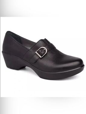 Dansko Black Leather Buckle Slip-On Loafer